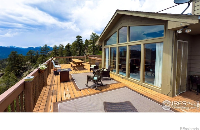 118 Alpine Dr, Estes Park, CO 80517 - wooden terrace with a mountain view