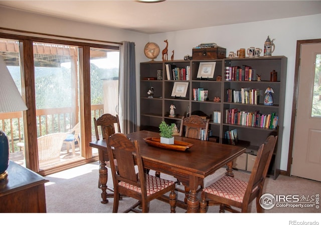 118 Alpine Dr, Estes Park, CO 80517 - dining area featuring light colored carpet and plenty of natural light