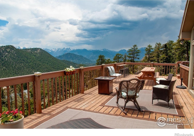 118 Alpine Dr, Estes Park, CO 80517 - wooden terrace featuring a mountain view