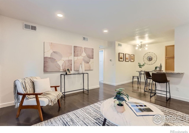 3250 Oneal Cir Unit 10, Boulder, CO 80301 - living area with wood finished floors, a chandelier, and recessed lighting