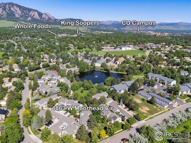 4863 W Moorhead Cir, Boulder, CO 80305 - aerial view of residential area featuring a water and mountain view