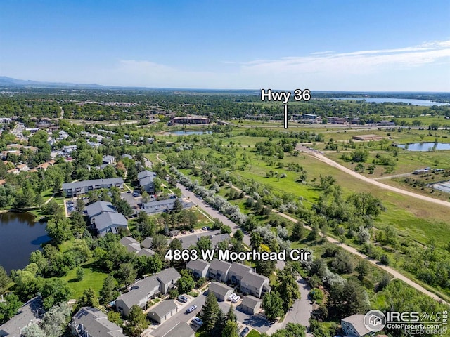 4863 W Moorhead Cir, Boulder, CO 80305 - aerial view of residential area featuring a nearby body of water