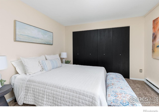 4863 W Moorhead Cir, Boulder, CO 80305 - bedroom featuring carpet and a baseboard heating unit