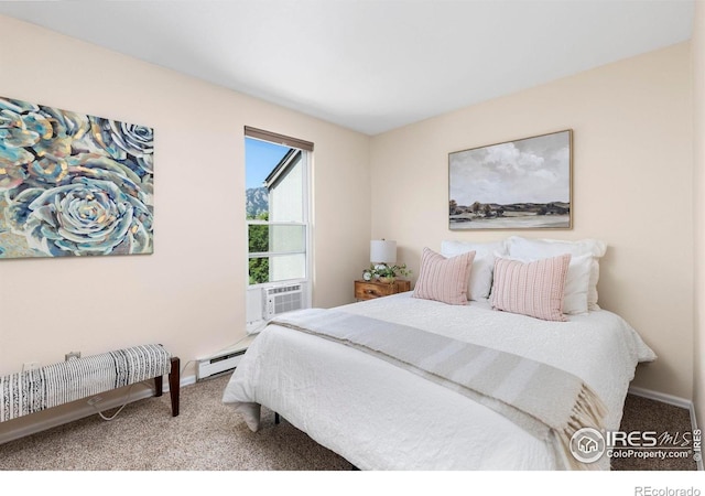 4863 W Moorhead Cir, Boulder, CO 80305 - carpeted bedroom featuring cooling unit and a baseboard radiator