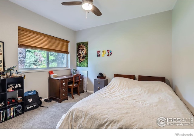 7196 Christopher Ct, Niwot, CO 80503 - bedroom with carpet floors and a ceiling fan