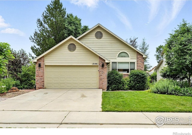 7196 Christopher Ct, Niwot, CO 80503 - single story home featuring brick siding, an attached garage, driveway, and a front yard