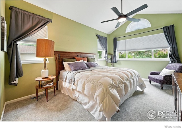 7196 Christopher Ct, Niwot, CO 80503 - carpeted bedroom featuring vaulted ceiling and ceiling fan