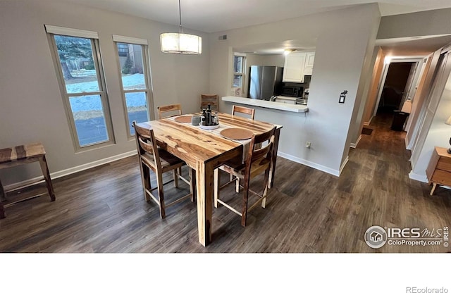 1141 Fairway Club Cir # C3, Estes Park, CO 80517 - dining room featuring dark wood-style floors and baseboards