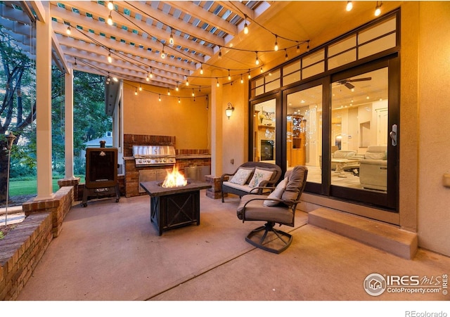 5424 Taylor Ln, Fort Collins, CO 80528 - view of patio / terrace featuring grilling area, an outdoor fire pit, and a pergola