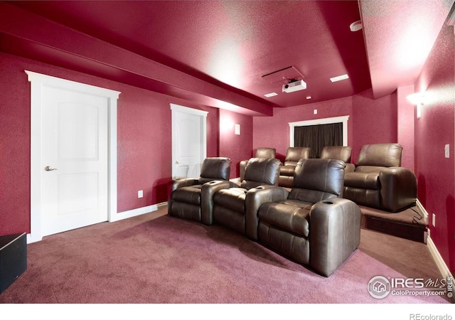 5424 Taylor Ln, Fort Collins, CO 80528 - carpeted home theater room with a textured ceiling and baseboards