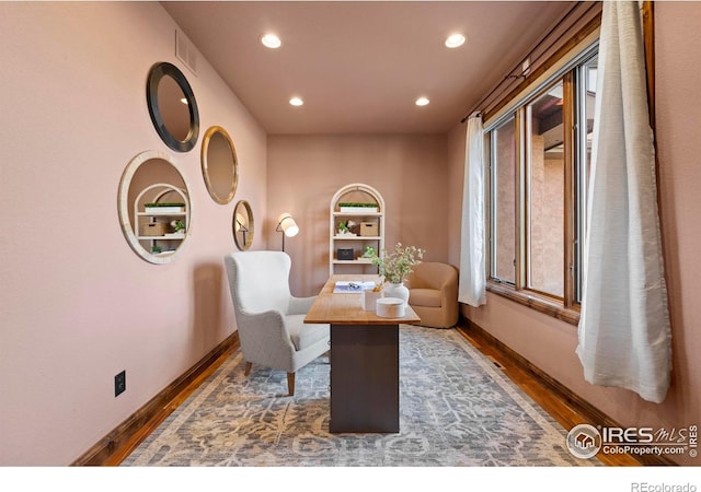 1740 N Ridge Ln, Estes Park, CO 80517 - office area featuring wood finished floors and recessed lighting