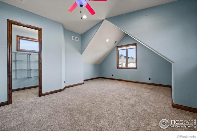1740 N Ridge Ln, Estes Park, CO 80517 - bonus room with a ceiling fan, carpet flooring, and lofted ceiling
