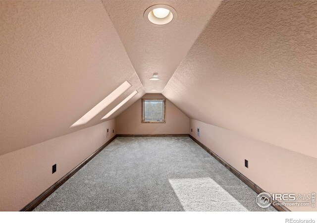 1740 N Ridge Ln, Estes Park, CO 80517 - bonus room with a textured ceiling, light colored carpet, and vaulted ceiling