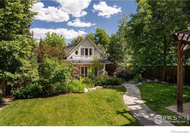 512 Marine St, Boulder, CO 80302 - view of yard featuring a balcony and french doors