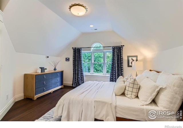 512 Marine St, Boulder, CO 80302 - bedroom with dark wood-style flooring and lofted ceiling