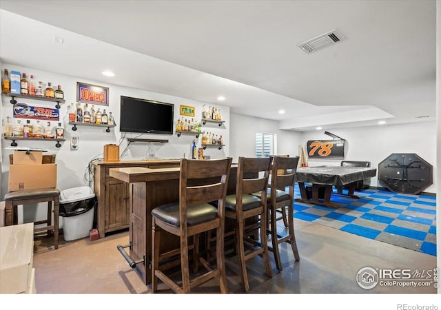 11861 Fairplay St, Commerce City, CO 80603 - indoor wet bar with concrete floors, recessed lighting, and billiards