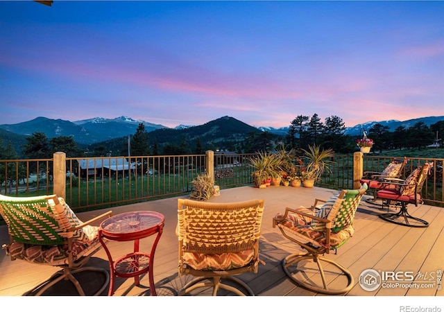 2055 Siskin Dr, Estes Park, CO 80517 - wooden terrace featuring a mountain view