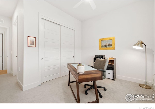 1911 Morningstar Way Unit 2, Fort Collins, CO 80524 - home office featuring carpet flooring and ceiling fan