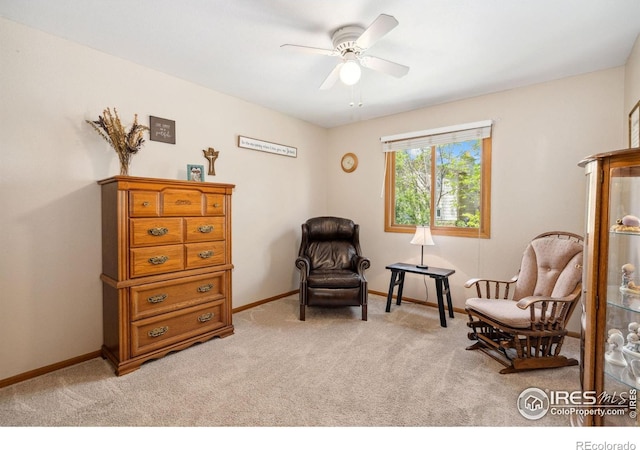 1967 Rangely Ct, Loveland, CO 80538 - living area featuring light colored carpet and ceiling fan