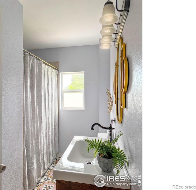 1750 Trenton St, Denver, CO 80220 - full bathroom with vanity and a shower with curtain