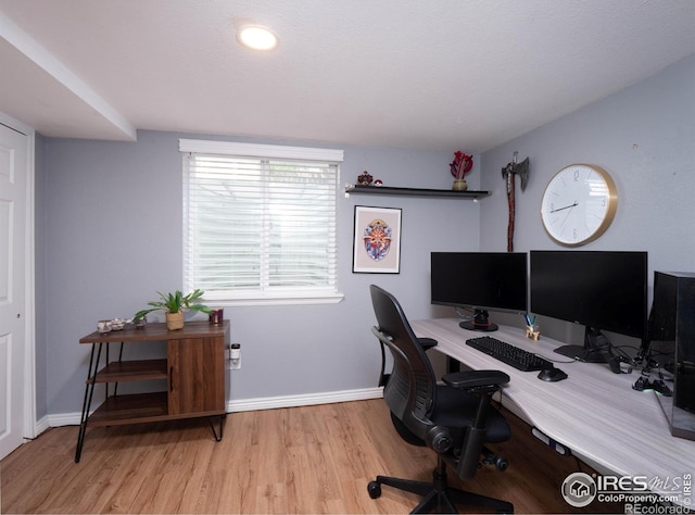 1750 Trenton St, Denver, CO 80220 - home office with light wood-style floors and baseboards