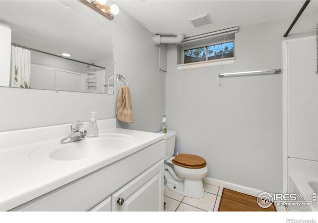 408 Riddle Dr, Fort Collins, CO 80521 - bathroom featuring vanity, tile patterned flooring, and shower / bath combo with shower curtain