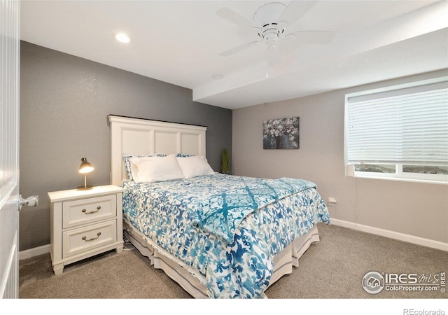 4822 Wildflower Pl, Dacono, CO 80514 - bedroom featuring light carpet, ceiling fan, and recessed lighting