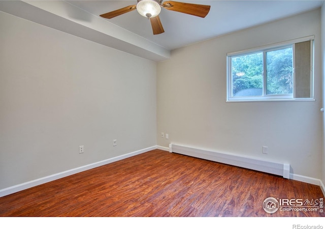801 E Drake Rd Unit G77, Fort Collins, CO 80525 - unfurnished room featuring baseboard heating, wood finished floors, and a ceiling fan