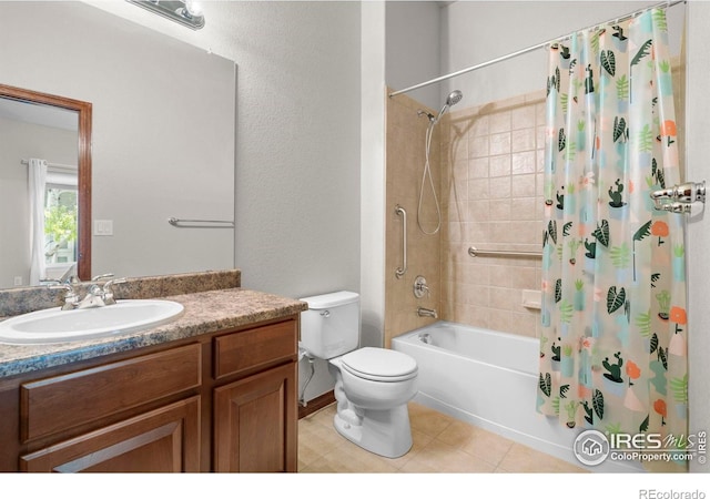 1513 Cannon Mountain Dr, Longmont, CO 80503 - bathroom featuring shower / tub combo, vanity, and tile patterned flooring