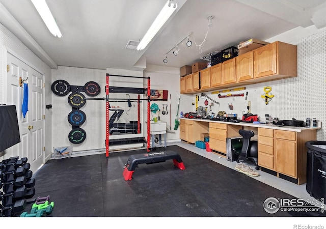 8356 Louden Circle Ft, Collins, CO 80528 - workout area with a workshop area and wallpapered walls