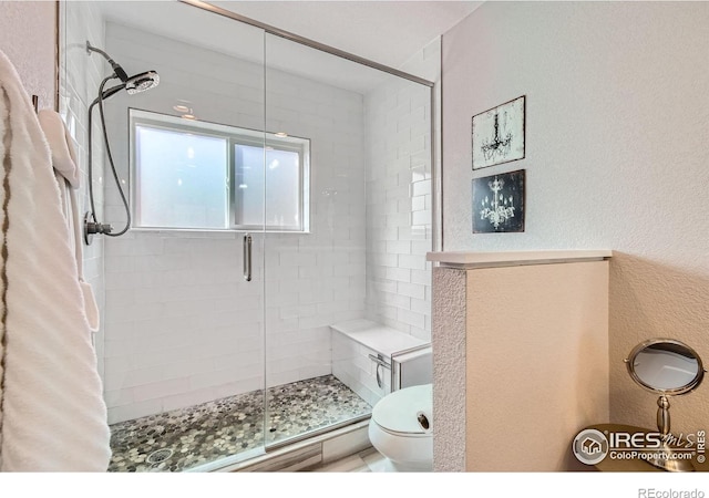 1419 W 67th Ave, Denver, CO 80221 - bathroom with a shower stall and a textured wall