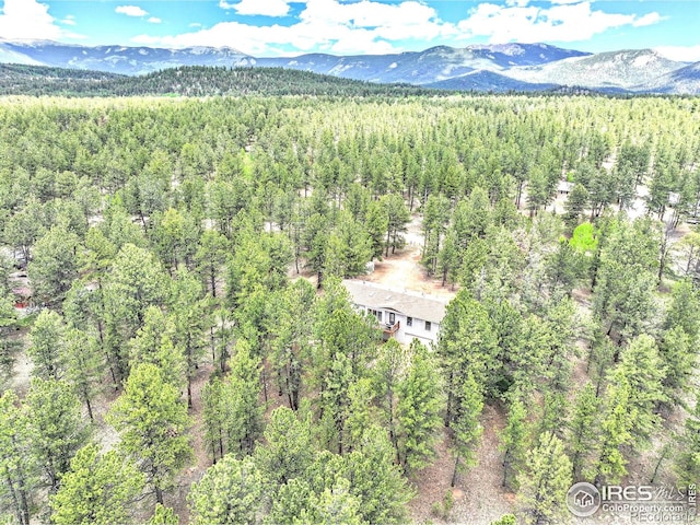 56 Bounty Hunter Ln, Bailey, CO 80421 - drone / aerial view of a heavily wooded area and mountains
