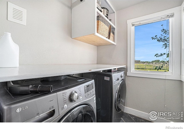 4615 Kitchell Way, Fort Collins, CO 80524 - laundry area with washing machine and clothes dryer and tile patterned flooring