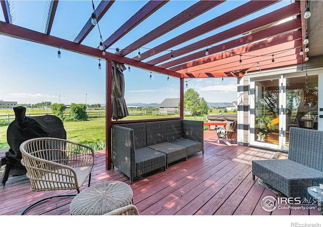 4615 Kitchell Way, Fort Collins, CO 80524 - deck with a pergola, outdoor lounge area, and french doors
