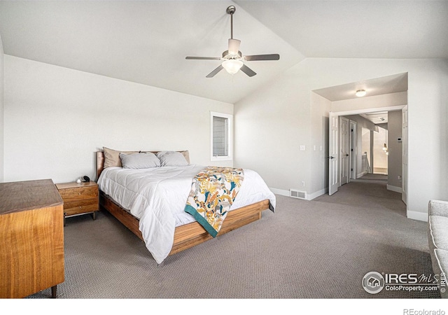 4615 Kitchell Way, Fort Collins, CO 80524 - carpeted bedroom featuring lofted ceiling and a ceiling fan