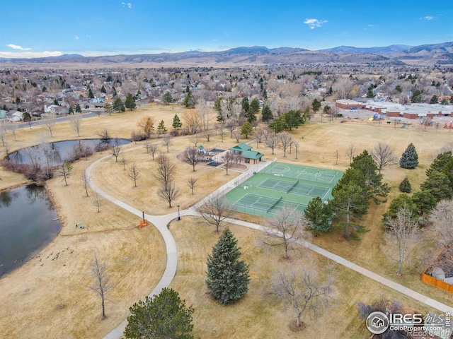 425 Walden Way, Fort Collins, CO 80526 - aerial view of property and surrounding area with a water and mountain view