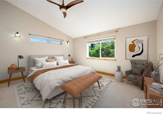 333 Braveheart Ln, Johnstown, CO 80534 - carpeted bedroom featuring ceiling fan and high vaulted ceiling