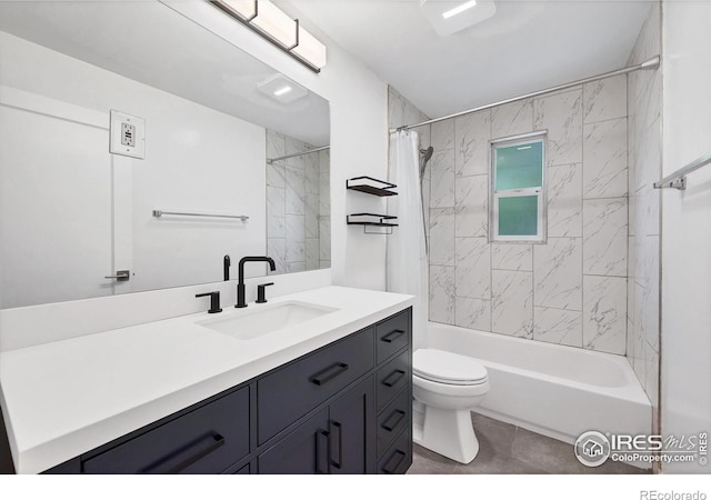 6755 W 33rd Ave, Wheat Ridge, CO 80033 - bathroom featuring vanity, shower / tub combo with curtain, and tile patterned flooring