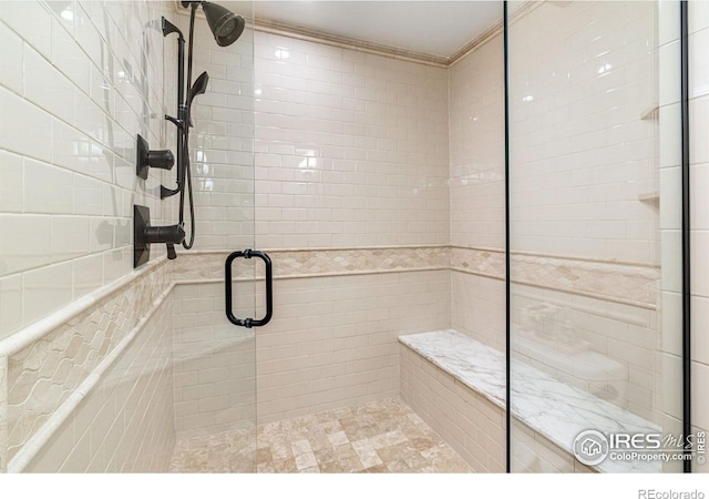 3000 E Cedar Ave Unit 2, Denver, CO 80209 - full bath with a shower stall and ornamental molding
