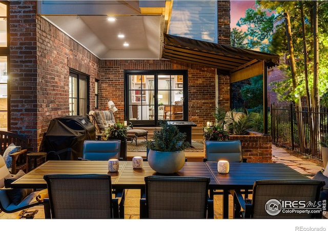 3000 E Cedar Ave Unit 2, Denver, CO 80209 - view of patio featuring outdoor dining area, grilling area, and french doors