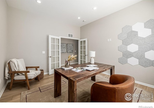 1389 Lyons Ln, Erie, CO 80516 - office space with light wood-style flooring, french doors, and recessed lighting