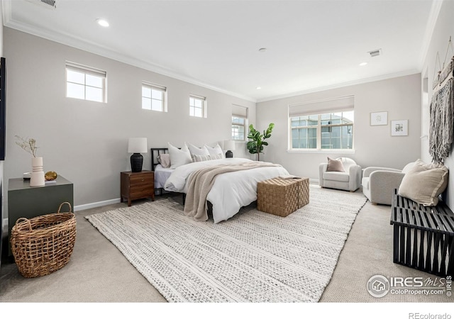 1389 Lyons Ln, Erie, CO 80516 - carpeted bedroom featuring ornamental molding and recessed lighting
