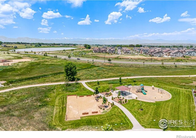 1389 Lyons Ln, Erie, CO 80516 - bird's eye view of a community park and a water and mountain view