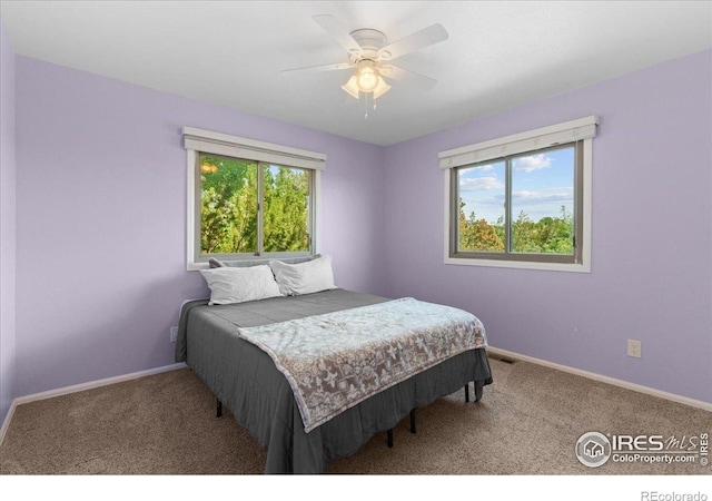3400 Erving Ct, Berthoud, CO 80513 - carpeted bedroom with multiple windows and ceiling fan