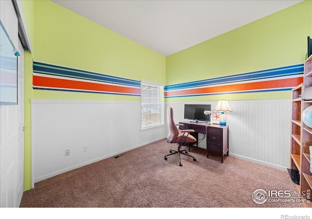 2707 Pochard Ct, Johnstown, CO 80534 - home office with carpet floors and wainscoting