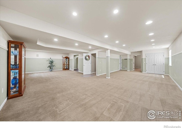 2707 Pochard Ct, Johnstown, CO 80534 - basement with light carpet and recessed lighting