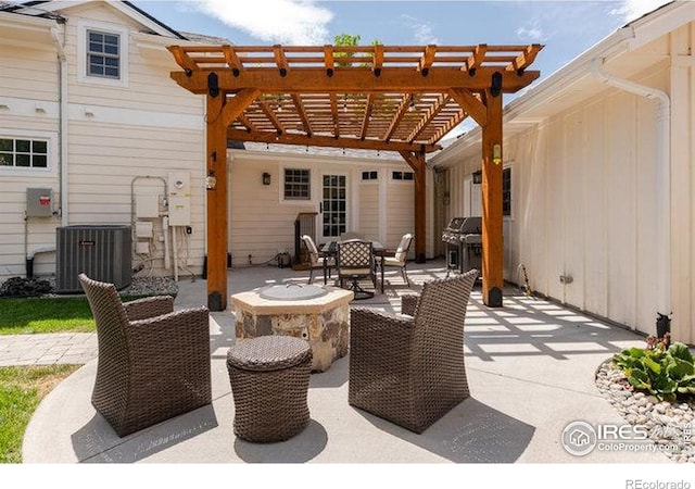 14117 W 58th Pl, Arvada, CO 80004 - view of patio with a pergola, grilling area, and outdoor dining space
