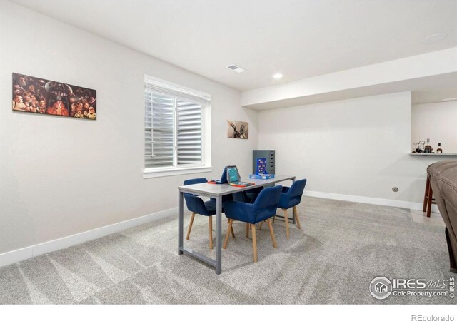 2156 Setting Sun Dr, Windsor, CO 80550 - carpeted home office featuring baseboards and recessed lighting