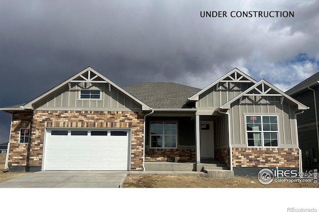 1842 Chaffee Crest Dr, Berthoud, CO 80513 - craftsman-style house with board and batten siding, driveway, and an attached garage