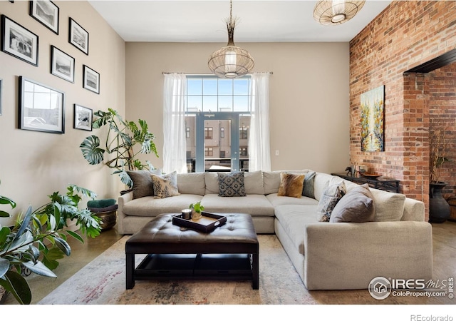 2500 Walnut St Unit 201, Denver, CO 80205 - living room with finished concrete floors